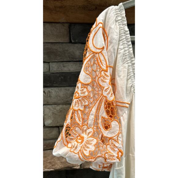 Anthropologie Tina Puff Sleeved Embroidered Maxi Dress Size XLP *C2 - Picture 2 of 5